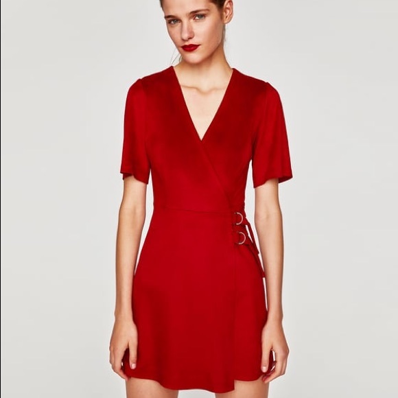 zara red velvet dress